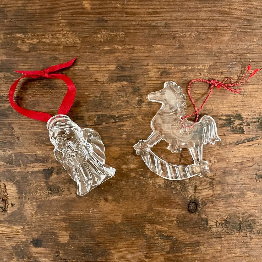 Crystal Marquis Waterford Angel and Crystal Rocking Horse Ornaments